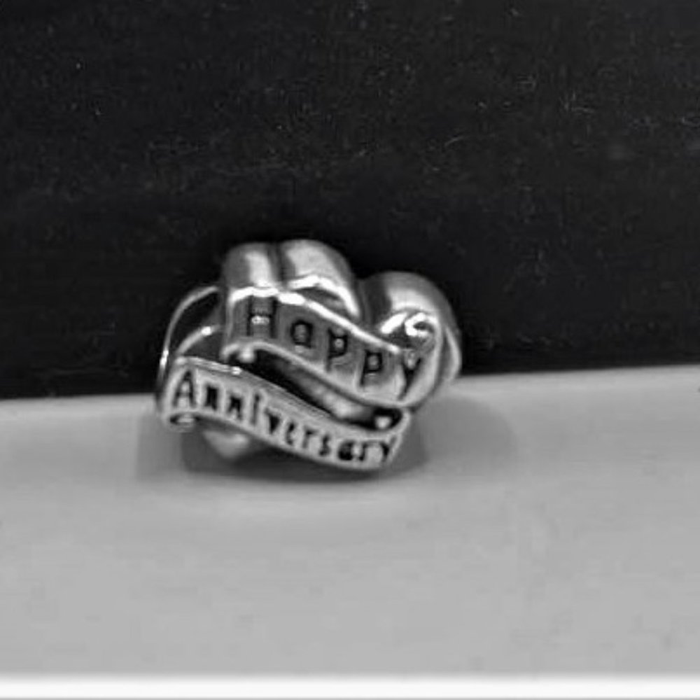 Silver Charm ~ "Happy Anniversary" ~ Sterling Silver View 3